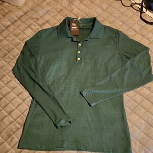 Green Long Sleeve Polo Shirt